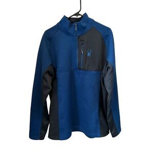 Spyder Men's Half‎ Zip Pullover Knit Jacket Blue/Black Size XLarge